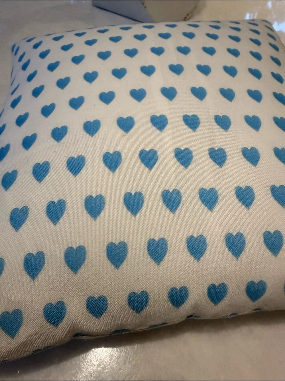 Blue Heart Pattern Decorative Throw Pillow - Home Accents